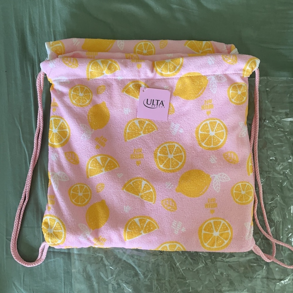 Ulta Pink & Lemon Beach Towel & Drawstring Bag - Picture 2 of 4